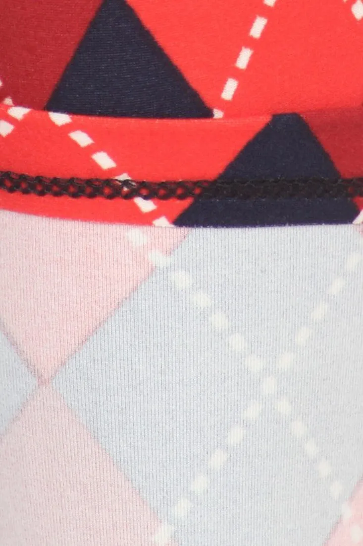 Navy Red Argyle Design Leggings