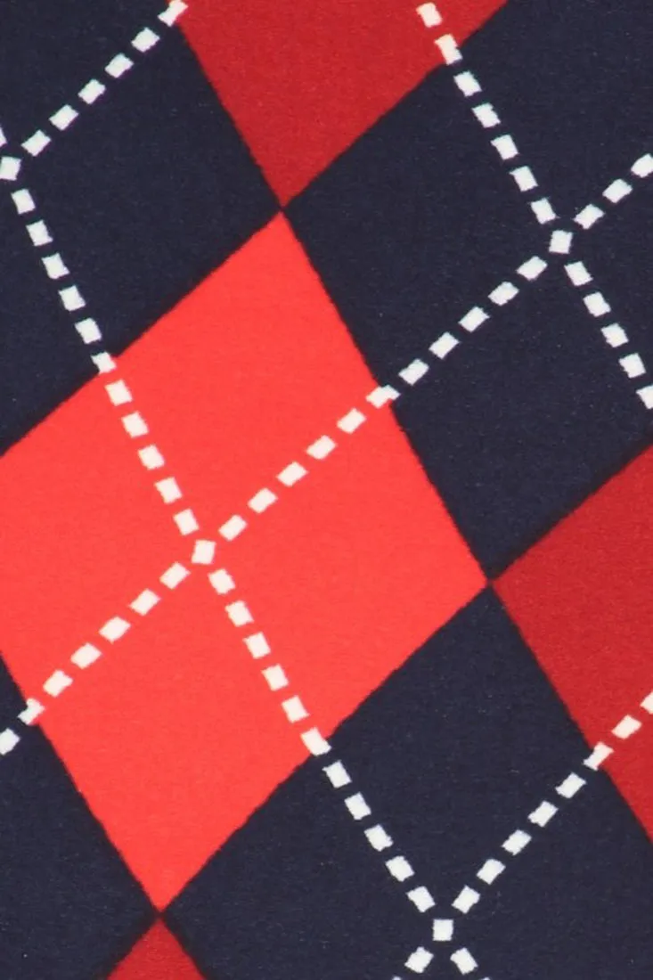 Navy Red Argyle Design Leggings