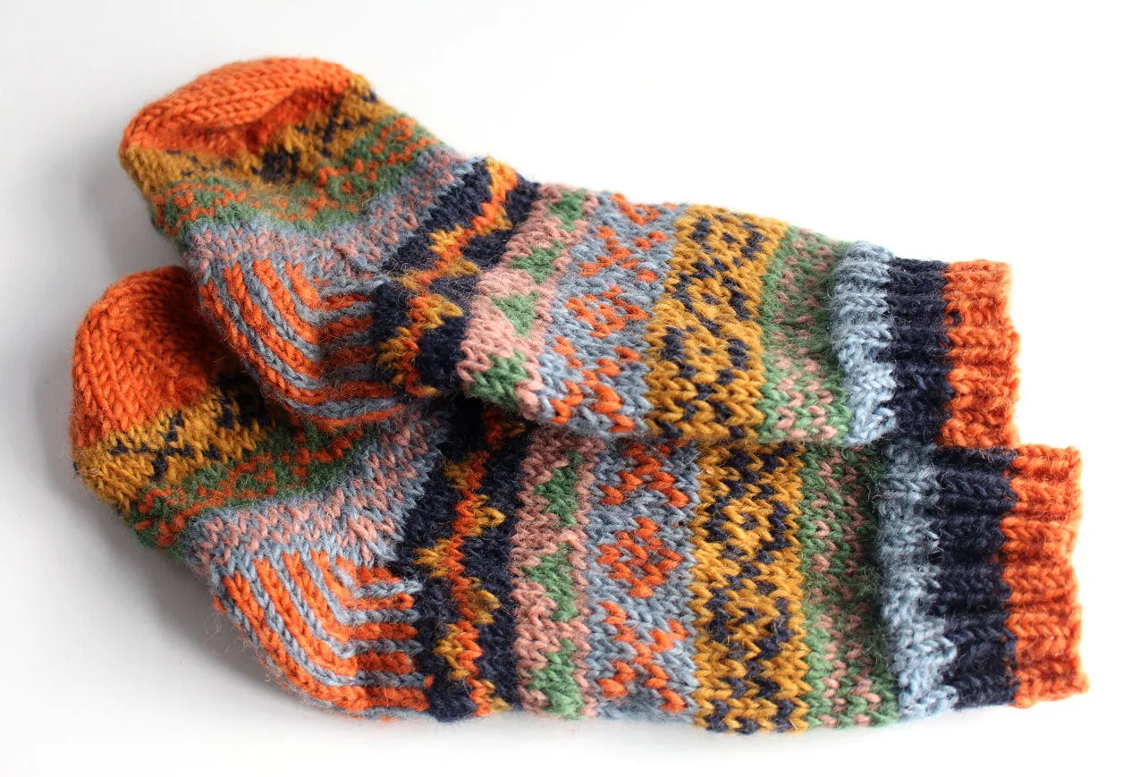 Orange Pure and Soft Wool Winter Children Woolen Socks