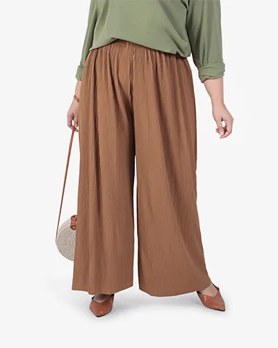 Patricia Extra Comfy Wide Leg Pleated Pants - Sienna Brown