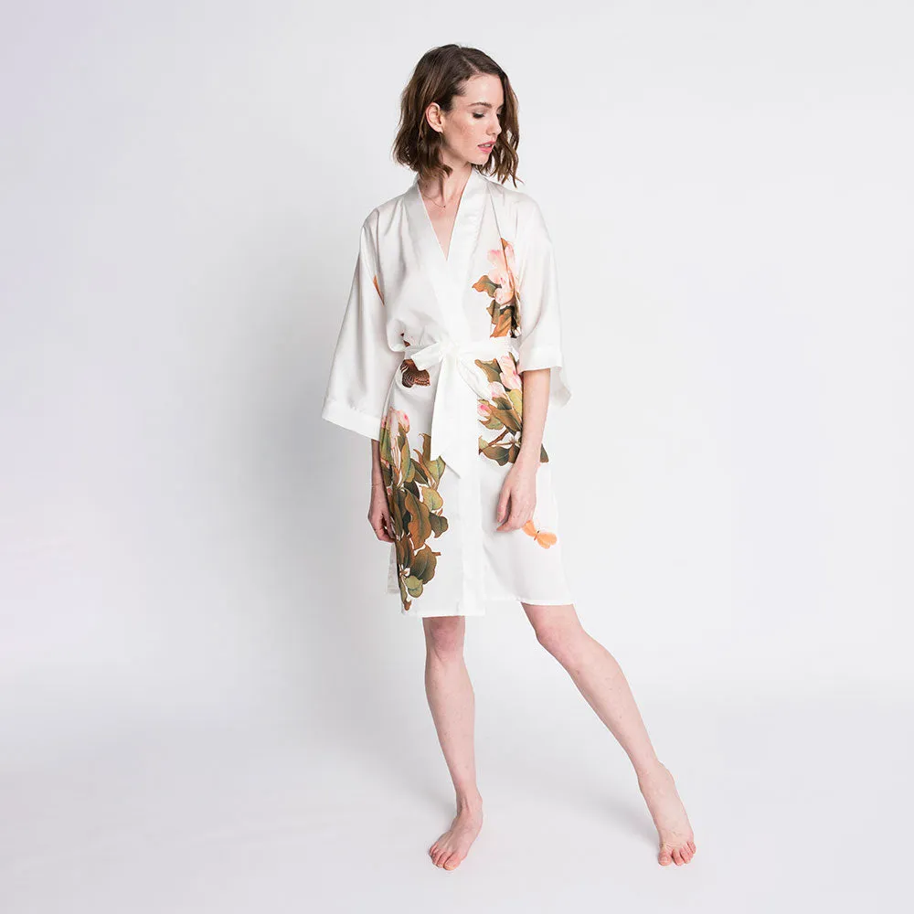 Peony & Butterfly Short Kimono Robe