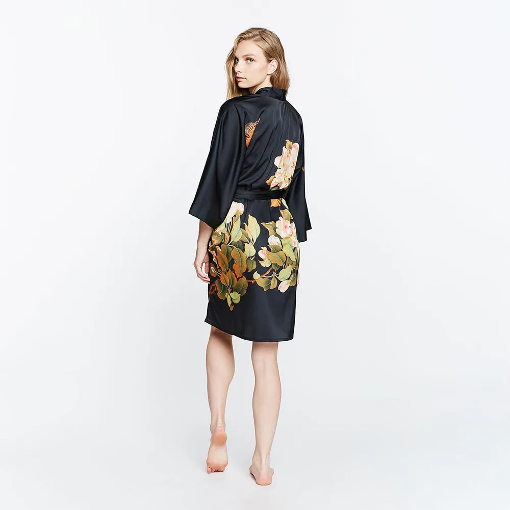 Peony & Butterfly Short Kimono Robe