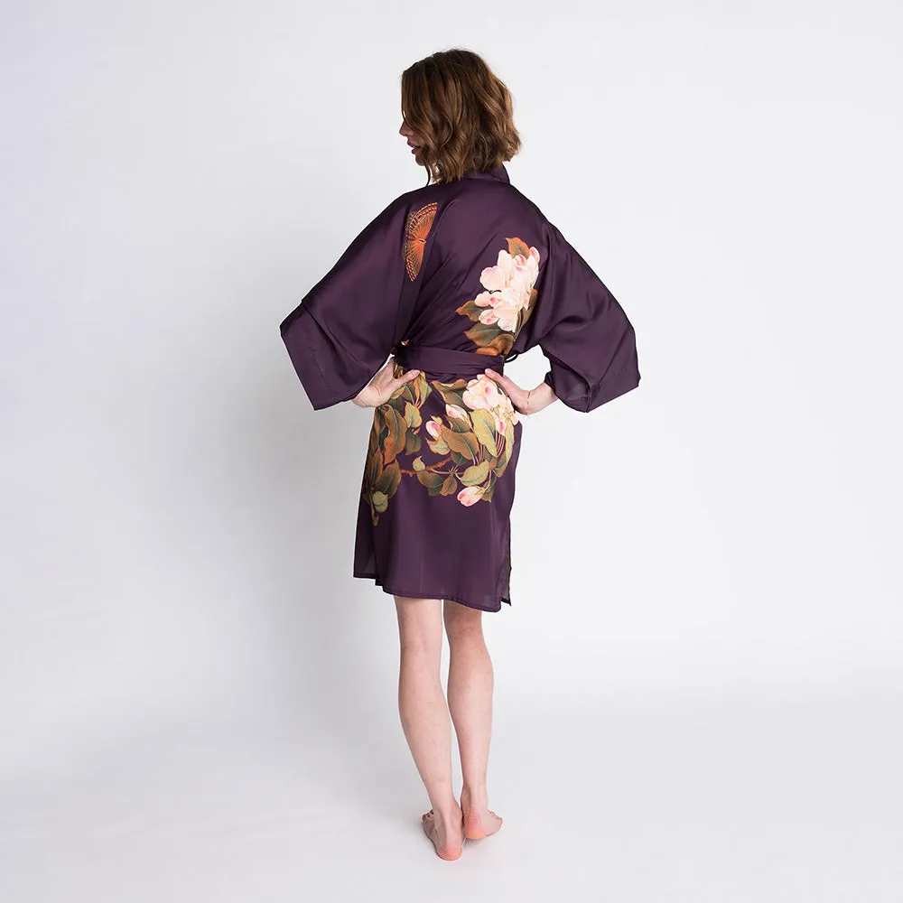 Peony & Butterfly Short Kimono Robe