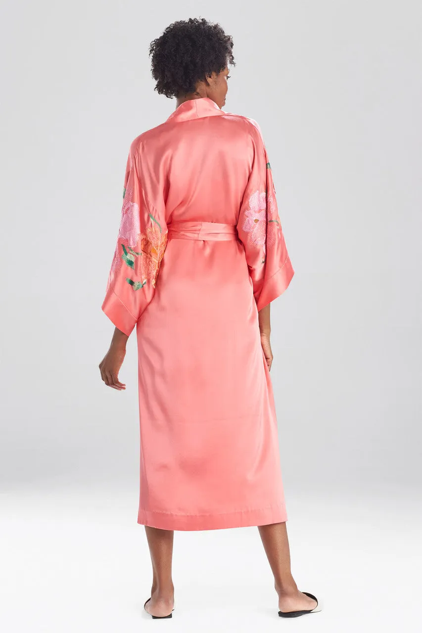 Peony Blossoms Embroidered Silk Tassel Robe