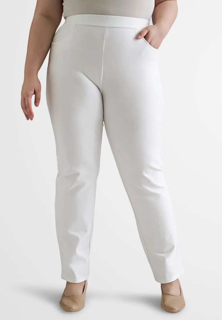 Phillipa SMART Straight Cut Work Pants - White