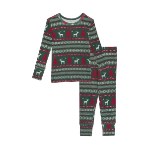 Posh Peanut Basic Long Sleeve Pajamas - Holiday Fair Isle Waffle