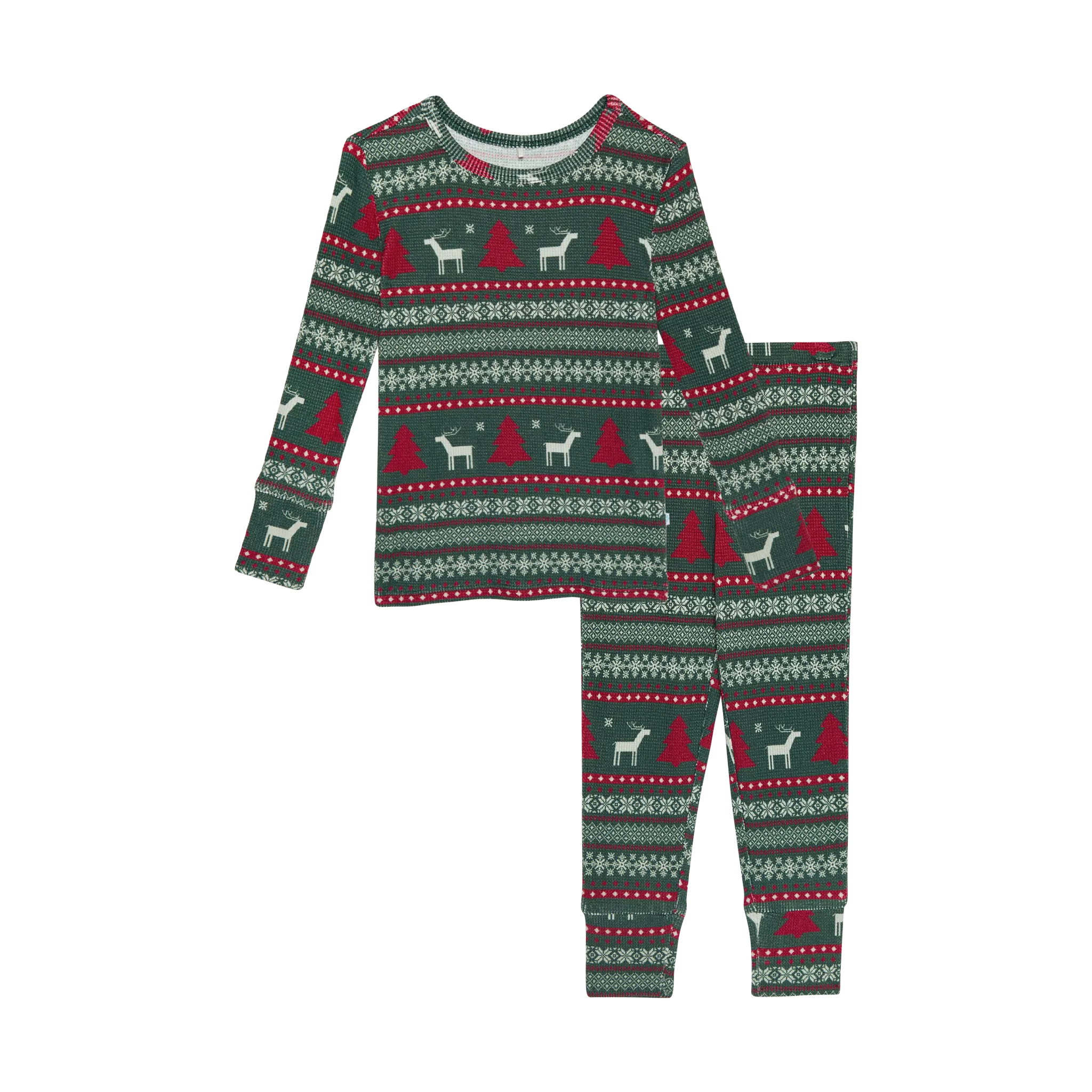 Posh Peanut Basic Long Sleeve Pajamas - Holiday Fair Isle Waffle