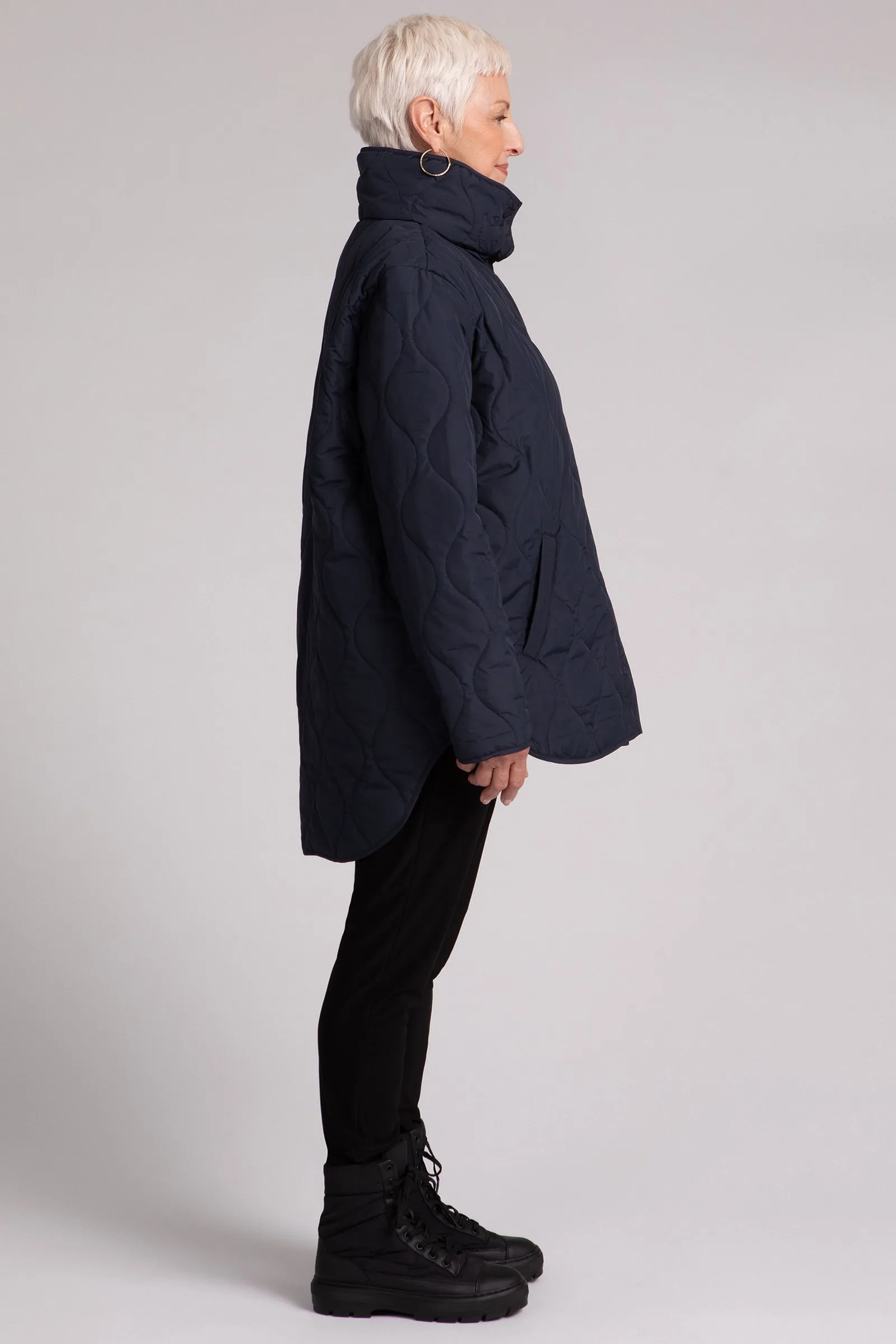 Quilted Shirt Jacket | Navy