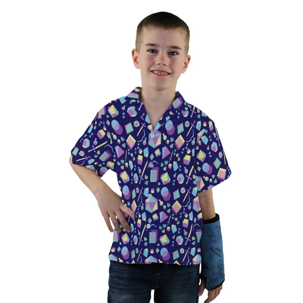 Tabletop RPG Weapons Items Purple Blue Dnd Youth Hawaiian Shirt