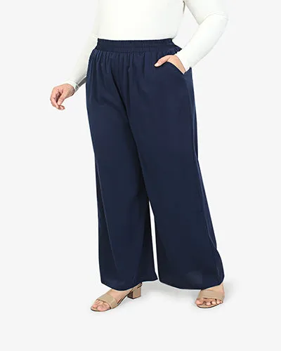 Vahini Minimalist Wide Pants - Dark Blue