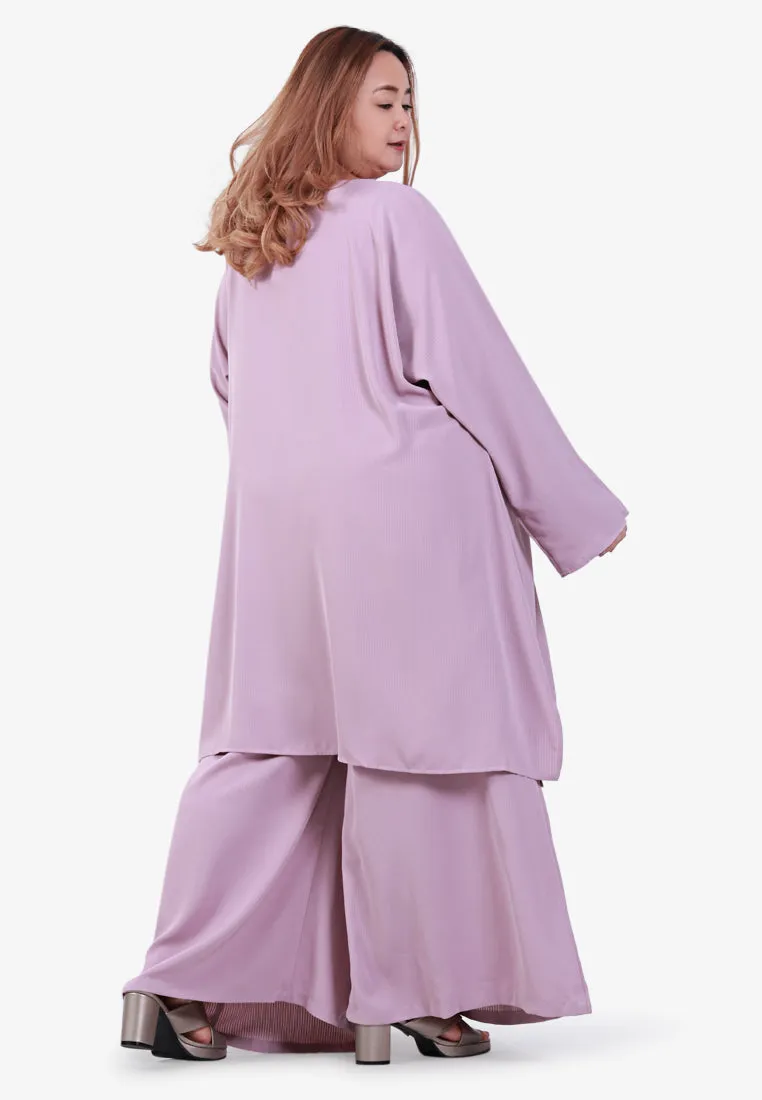 Veanna Vaccine-Friendly Sleeve Zip Kurung Pants Set - Light Pink