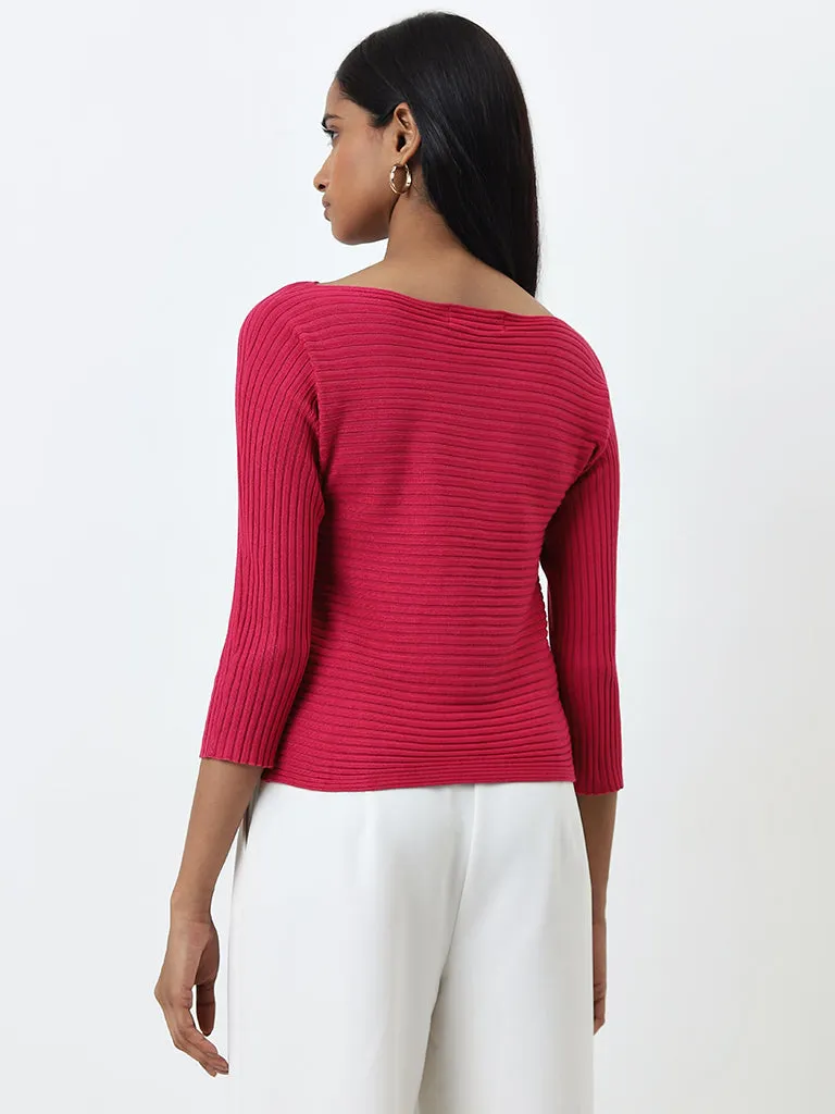 Wardrobe Pink Ribbed Textured Sweater