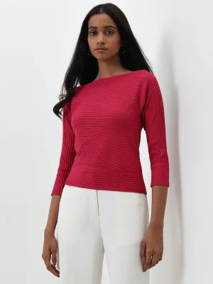 Wardrobe Pink Ribbed Textured Sweater