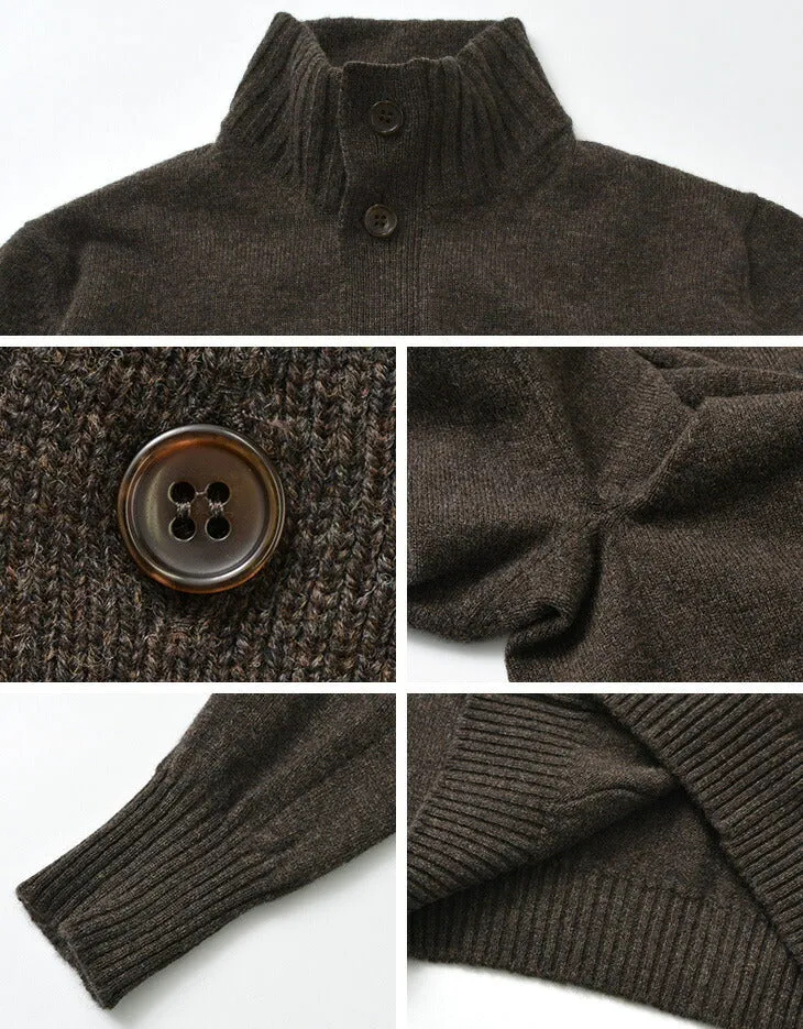 WILLIAM LOCKIE / Lambs Wool Turtleneck Cardigan