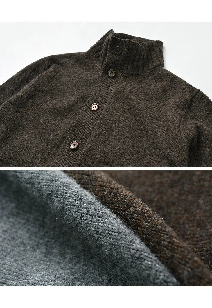 WILLIAM LOCKIE / Lambs Wool Turtleneck Cardigan