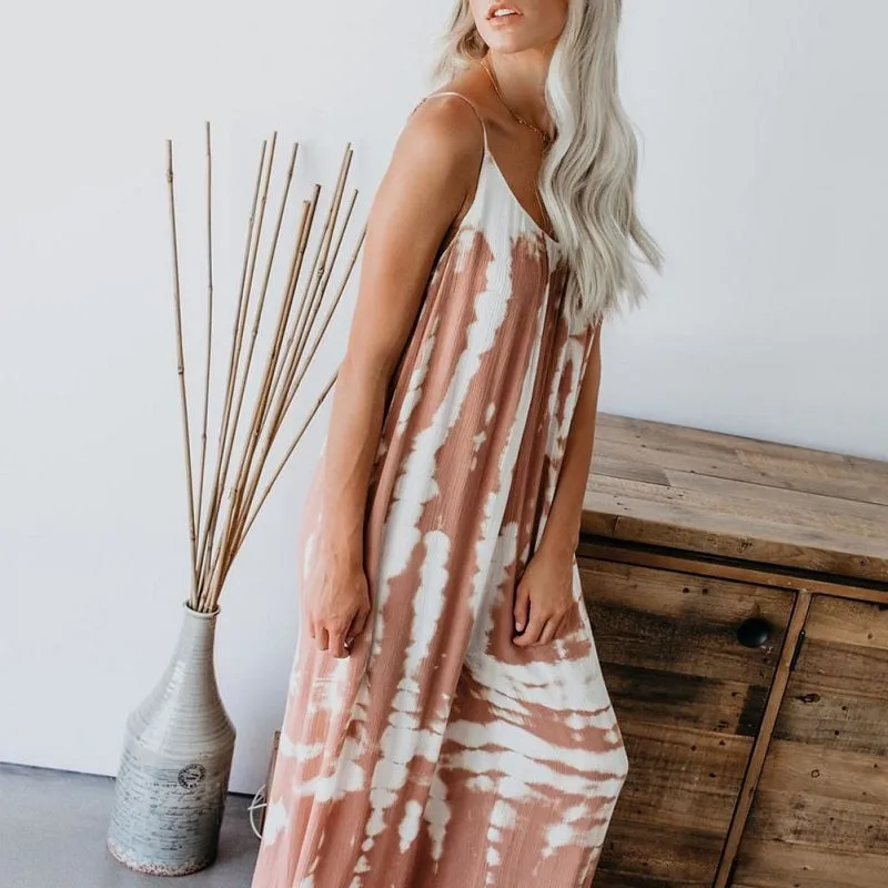 Womens Tie Dye Strap Sleeveless Casual Harem Jumpsuit